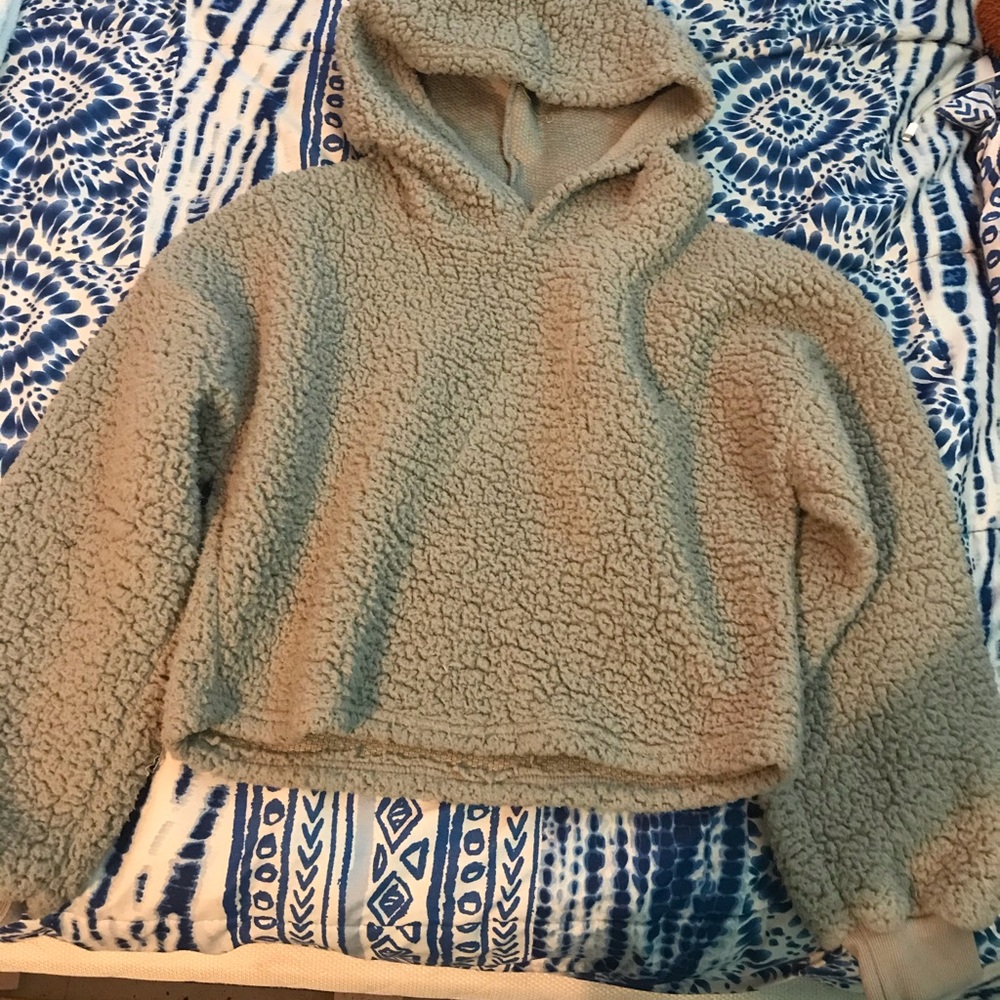 Teddy knit cropped hoodie